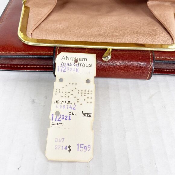 Vintage Capri Leather Wallet Brown Glove Cowhide Snap Closure Abraham & Strauss - Picture 10 of 11